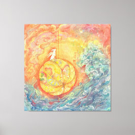 Impressão Em Tela Celestial Orb: Winged Hare on Silken Brocade