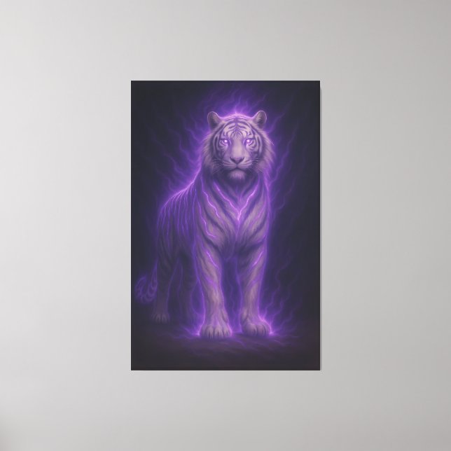 Impressão Em Tela Celestial Thunder Purple White Tiger – High-End Fa (Frente)