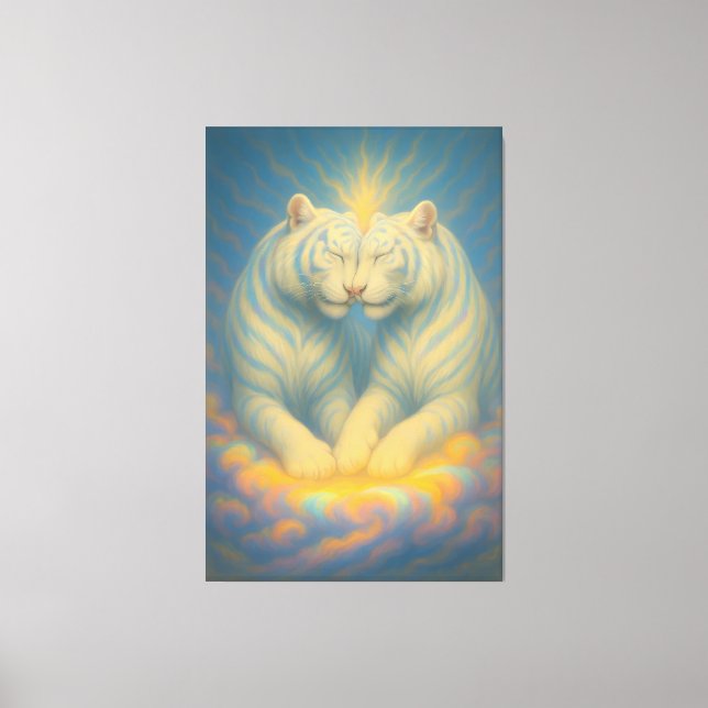 Impressão Em Tela Celestial White Tiger Soulmates – Sacred Light Lov (Frente)