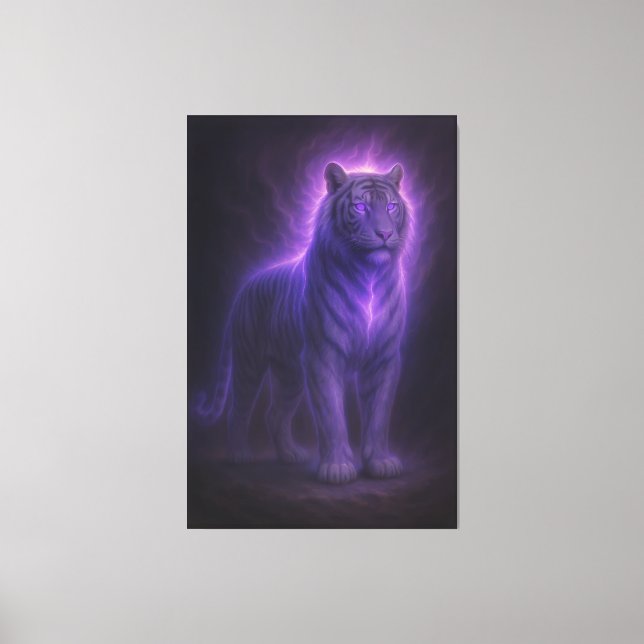 Impressão Em Tela Celestial White Tiger – Stormlit Azure Majesty (Frente)