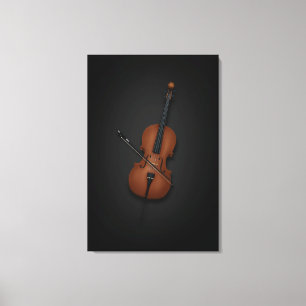 Impressão Em Tela Cello e Arco lado a lado em preto 24x36