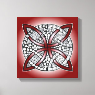 Impressão Em Tela Celtic Knot Doodle Maroon Red