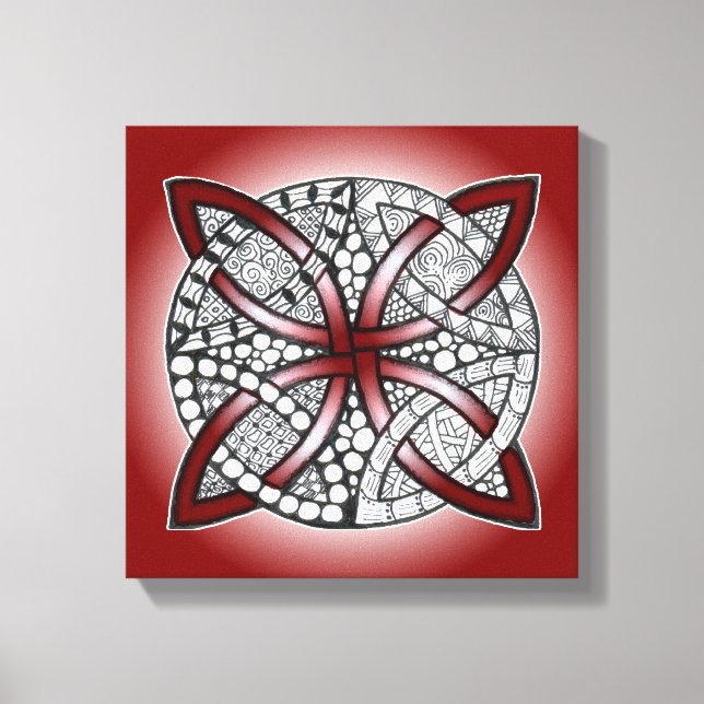 Impressão Em Tela Celtic Knot Doodle Maroon Red (Frente)