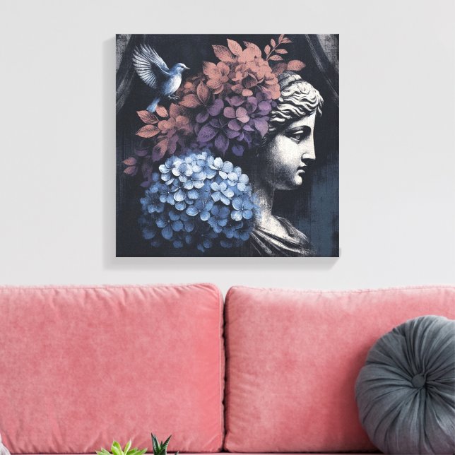 Impressão Em Tela Cena Clássica com estátua de gipsum (Insitu(Sala de estar))