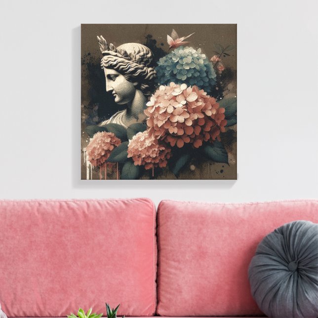 Impressão Em Tela Cena Clássica com estátua de gipsum (Insitu(Sala de estar))