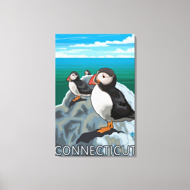 Impressão Em Tela Cena ConnecticutPuffins (Frente)