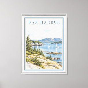 Impressão Em Tela Cena Costeira de Bar Harbor Maine Antiga Enquadrad