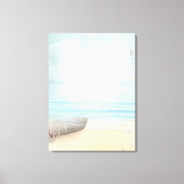 Impressão Em Tela Cena Costeira de Praia com Barco de Pesca