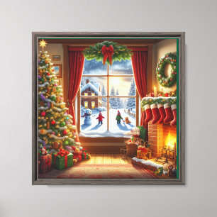 Impressão Em Tela Cena da Janela de Natal Cozy