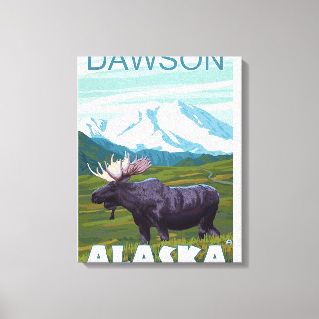 Impressão Em Tela Cena de alce - Dawson, Alasca (Frente)