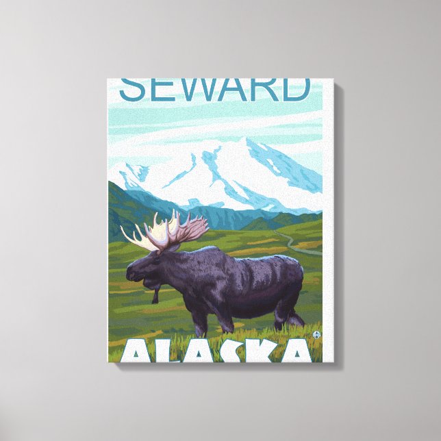 Impressão Em Tela Cena de alce - Seward, Alasca (Frente)
