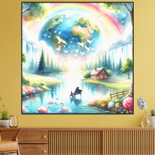 Impressão Em Tela Cena de Fantasia da Terra Arco-íris Caprichosa