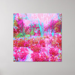 Impressão Em Tela Cena de Jardim Impressionista Vermelho e Rosa