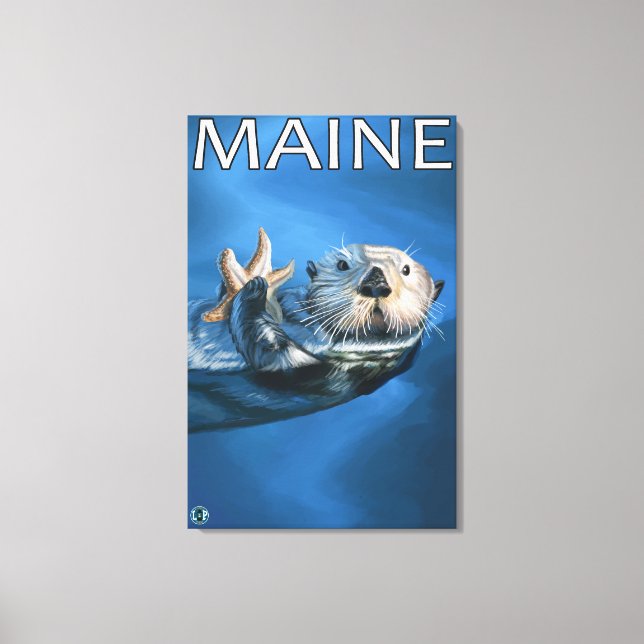Impressão Em Tela Cena de lontra MaineSea (Frente)