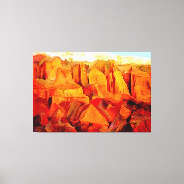 Impressão Em Tela Cena de Montanha na Pintura do Sol (Frente)