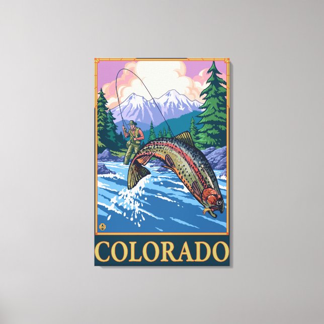 Impressão Em Tela Cena de Pesca de Voo no Colorado (Frente)