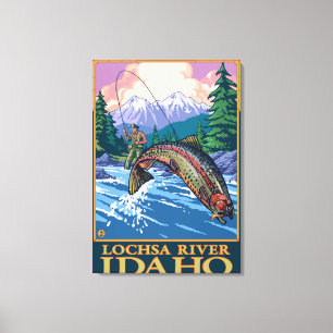 Impressão Em Tela Cena de Pesca de Voo - Rio Lochsa, Idaho
