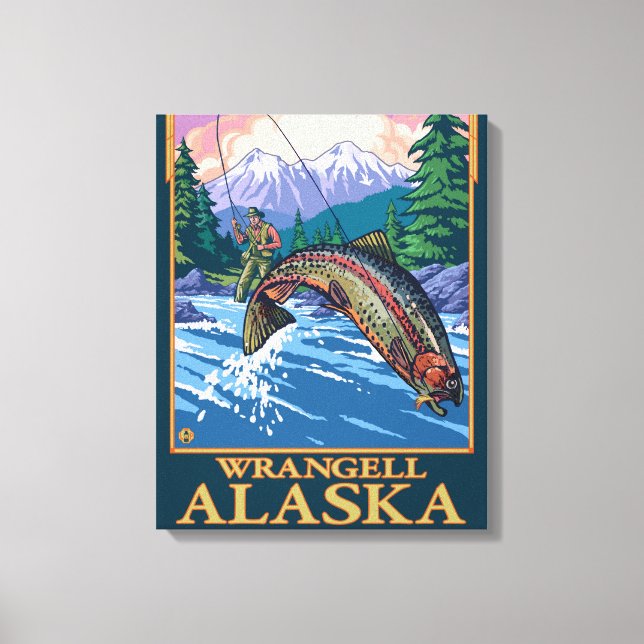 Impressão Em Tela Cena de Pesca de Voo - Wrangell, Alaska (Frente)