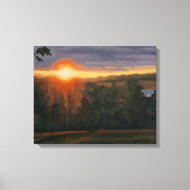 Impressão Em Tela Cena de pôr do sol linda e pacífica (Frente)