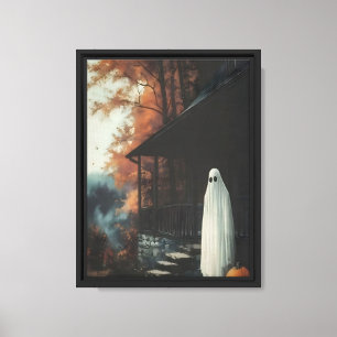 Impressão Em Tela Cena de Porch Fantasma e Abóbora