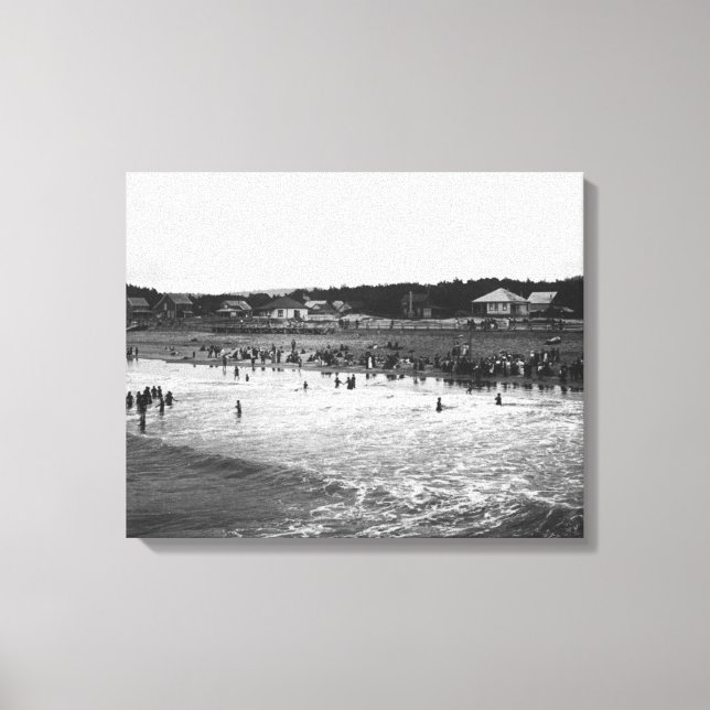 Impressão Em Tela Cena de praia em Oregon Bathing Hour (Frente)