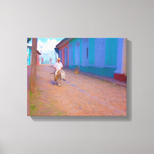 Impressão Em Tela Cena de rua em Trinidad, Cuba