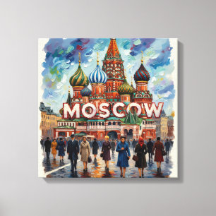 Impressão Em Tela Cena de tela da silhueta de Moscou da Catedral de