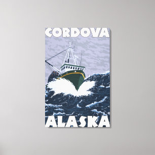 Impressão Em Tela Cena do barco de pesca - Cordova, Alaska