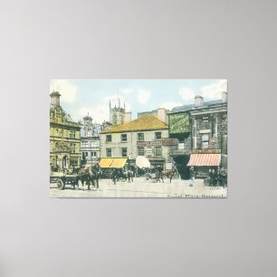 Impressão Em Tela Cena do mercado de vinhetas - Huddersfield Marketp