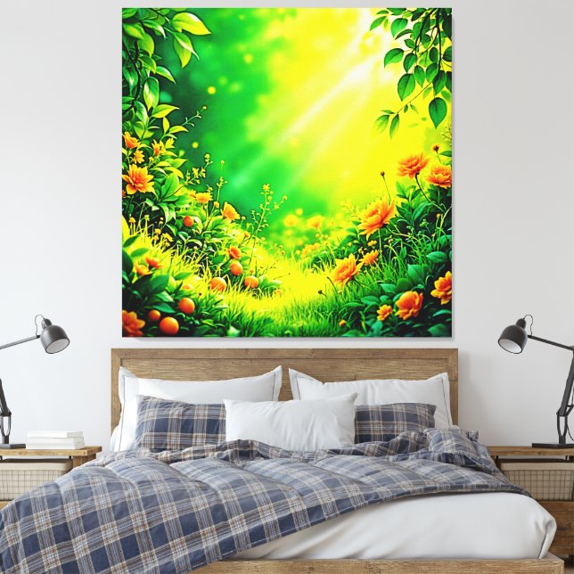 Impressão Em Tela Cena do Sol do Jardim de Lush (Insitu(Quarto))