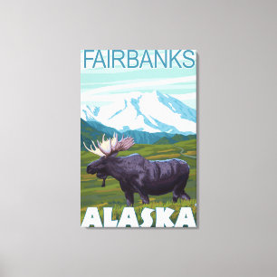 Impressão Em Tela Cena dos alces - Fairbanks, Alaska