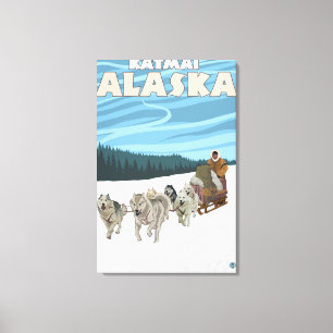 Impressão Em Tela Cena Sledding do cão - Katmai, Alaska