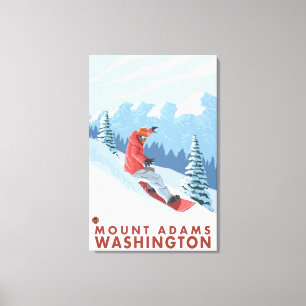 Impressão Em Tela Cena Snowboarder - Mount Adams, Washington