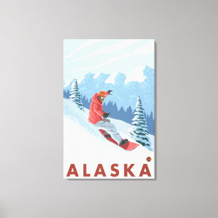 Impressão Em Tela Cena Snowboarder - Viagens vintage Poster 2