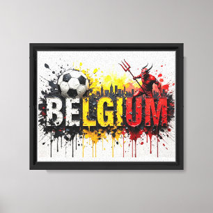 Impressão Em Tela Cenas de Futebol da Bélgica em Estilo de Pintura a