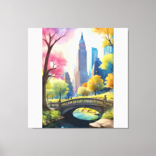 Impressão Em Tela Central Park de NYC em V Watercolor Painting 1