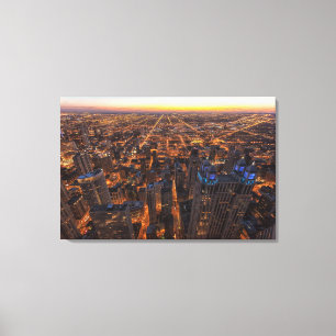Impressão Em Tela Centro de Chicago no por do sol