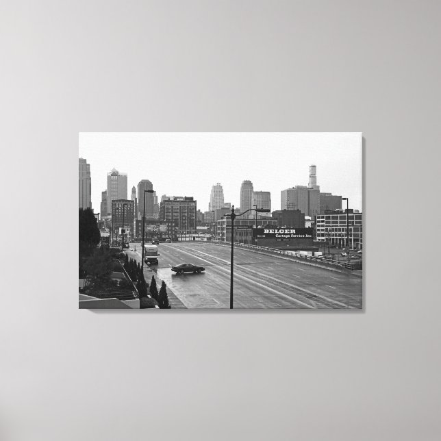 Impressão Em Tela Centro Kansas City Skyline-Black and White Photo (Frente)