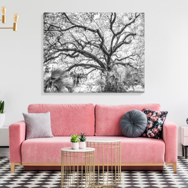 Impressão Em Tela "Century Oak" Black and White Wall Art  (Insitu(Sala de estar))