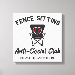 Impressão Em Tela Cerca Engraçada Sentada Anti-Social Club Baseball 