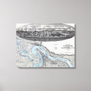 Impressão Em Tela Cerco de Vicksburg - mapa panorâmico 2 da guerra