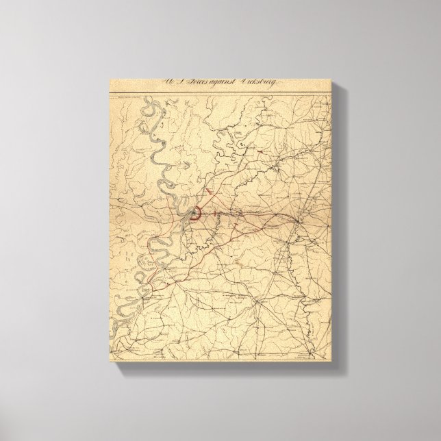 Impressão Em Tela Cerco de Vicksburg - Mapa Panorâmico da Guerra Civ (Frente)