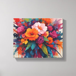 Impressão Em Tela Cérebro Floral de Aquarela Explosiva