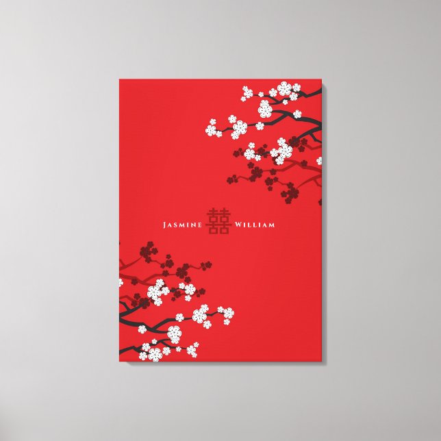 Impressão Em Tela Cereja Blossoms e Felicidade Dupla Casamento Chinê (Frente)