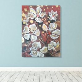 Impressão Em Tela Cereja branca floresce sobre fundo bokeh