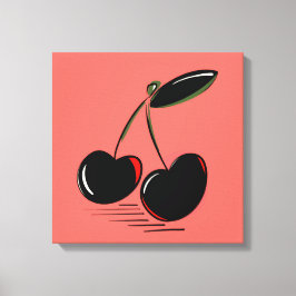 Impressão Em Tela Cerejas Escuras – Arte Gráfica Minimalista