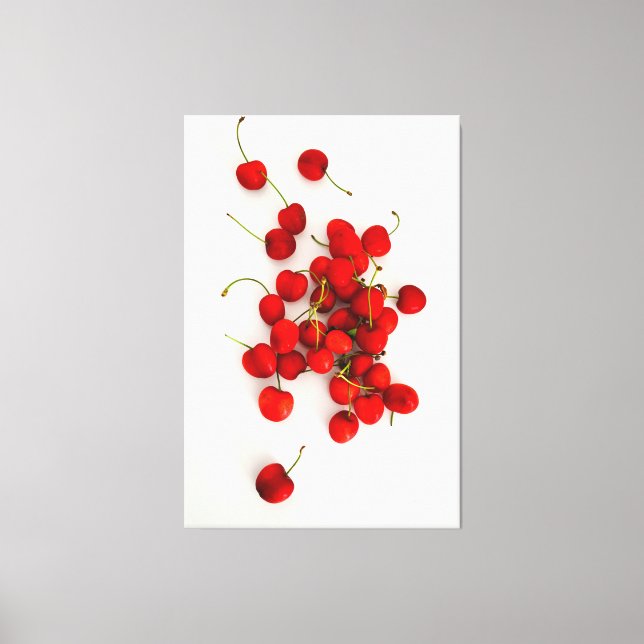 Impressão Em Tela Cerejas Vermelhas em Luz Natural em Branco (Frente)
