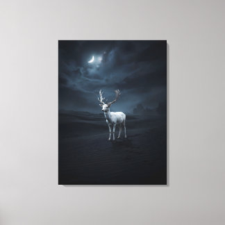 Impressão Em Tela Cervo branco no deserto noturno