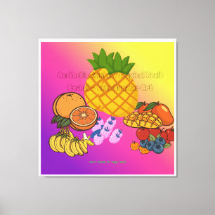 Impressão Em Tela Cesta de Frutas Tropicais Arco-íris Estética Verão