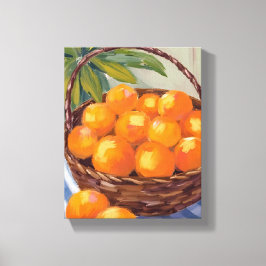 Impressão Em Tela Cesto de Laranjas Frutas Cítricos Pintura